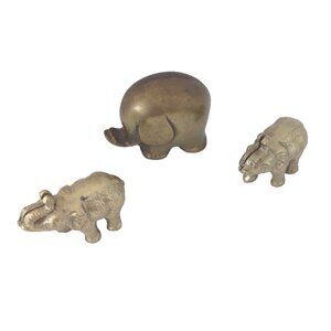 Lot of 3 Vintage Small Brass Elephant Figurines